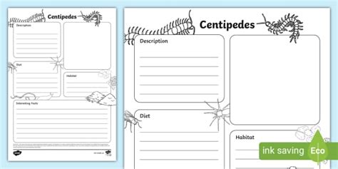 Centipedes - Fact File Template (teacher made) - Twinkl