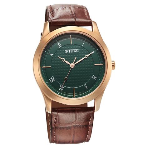 Buy Online Titan Karishma Green Dial Analog Leather Strap Watch for Men ...