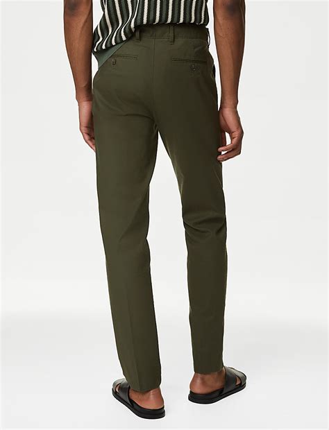 Buy Regular Fit Linen Blend Stretch Chinos at Marks & Spencer