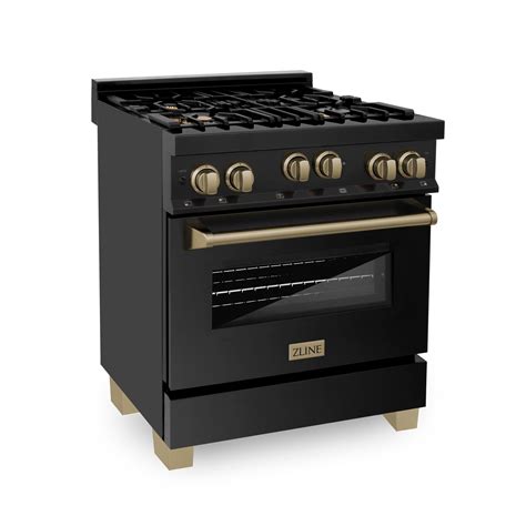 ZLINE Autograph Edition 30" Gas Range in Black Stainless Steel with ...