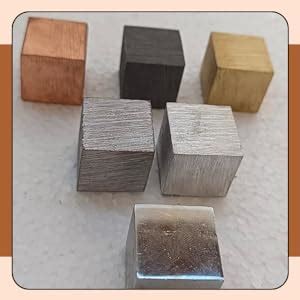 WKM Density Cubes Set of 6 Metals, 20mm (Brass, Lead, Iron, Copper ...