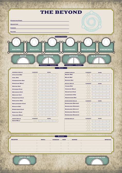 The Beyond Character Sheet - EDGE Studio | DriveThruRPG