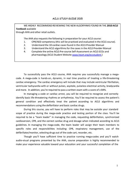 ACLS2015 studyguide - ACLS practice questions - ####### ACLS STUDY ...