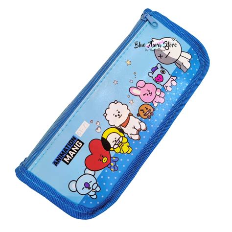 Blue Aura BTS BT21 Pencil Case Pencil Pouch Large Capacity Big Pouch ...