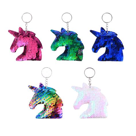 Amosfun 8pcs Glitter Sequins Unicorn Keychain Keyring Unicorn Birthday ...