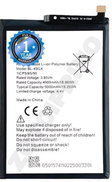 ZQTCIPRINO® Original BL-49GX Battery for Infinix Hot 11S / Note 10 ...