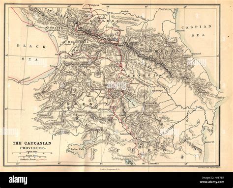 A historical map from 1869 by Freshfield, depicting the Caucasian provinces. This map offers ...