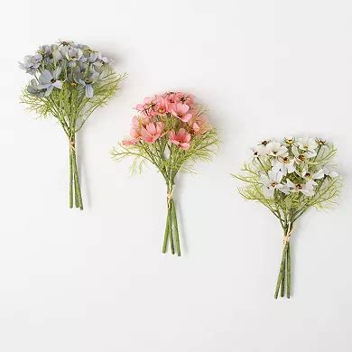 Sullivan's Artificial 14" Colored Cosmos Bush Bundle Bouquets 3-Piece Set