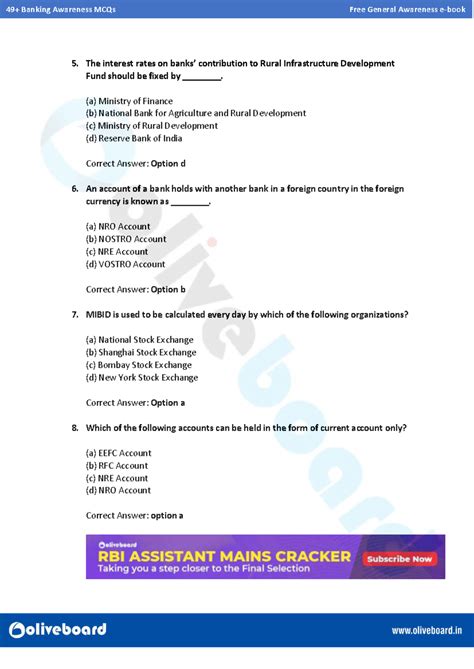 Banking MCQs 3-3 - Bank Practice - 4 9+ Banking Awareness MCQs Free ...