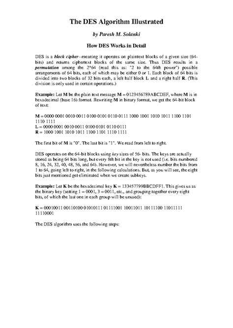 DES Algorithm Detailed Examples and Explanations - Studocu