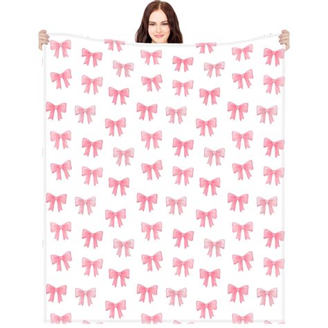 Pink Bow Blanket Christmas Throw Blanket Pink Bow Ribbon Winter ...