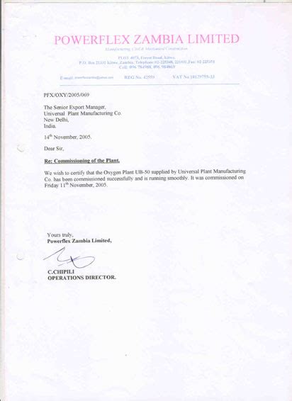 Testimonials- Certificates of Commissioning By Clients/Buyers