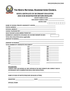 KCSE 2025 Registration Return Envelope - Blank Fillable Template | Fill ...