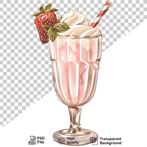 A glass of strawberry milkshake with strawberries on top isolated on ...