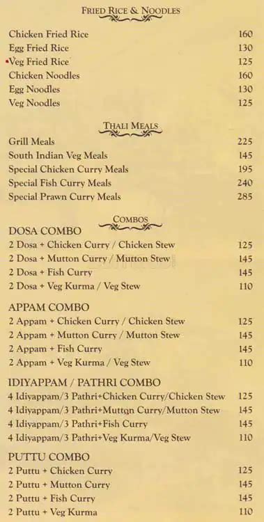 Menu at The Paramount hotel, Bengaluru, Indira Nagar