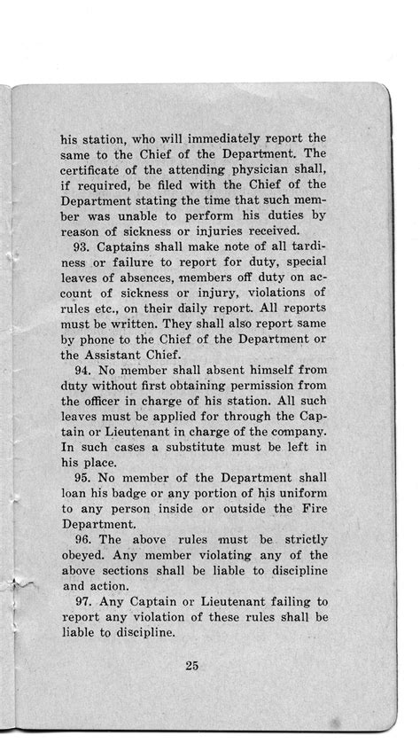 Fire Department Rules and Regulations