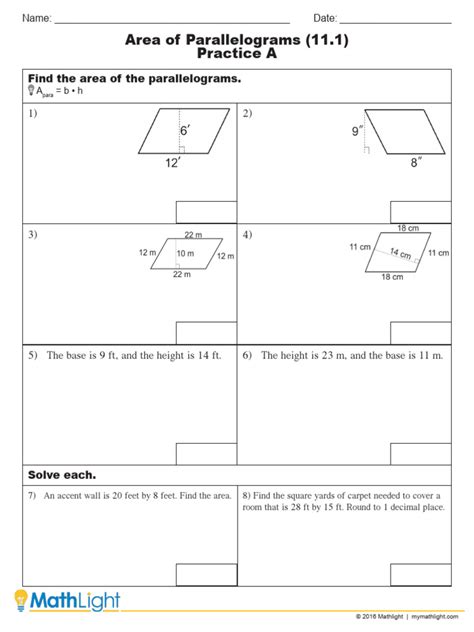Image result for Parallelogram Area Problems