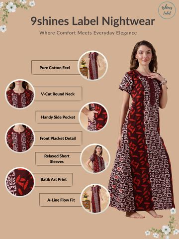 Premium Batik Print Pure Cotton Nighties For Women Online – 9shines label