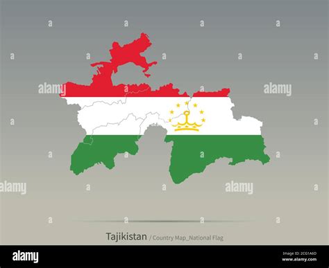 Tajikistan Flag Isolated on Map. Central asian countries map and flag ...