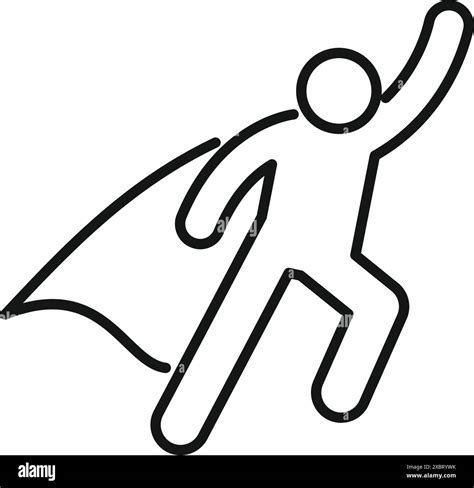Simple line drawing of a superhero flying with cape waving in the wind ...