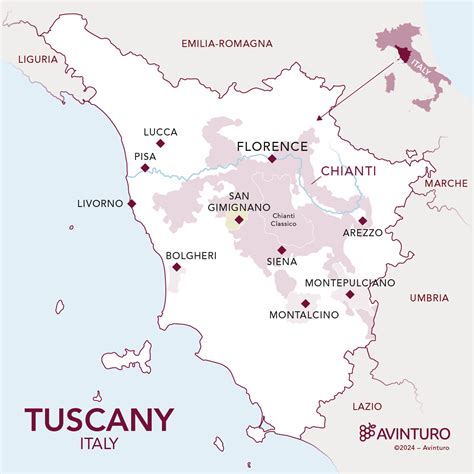Tuscany Wine Map - Wine regions & vineyards in Tuscany Italy