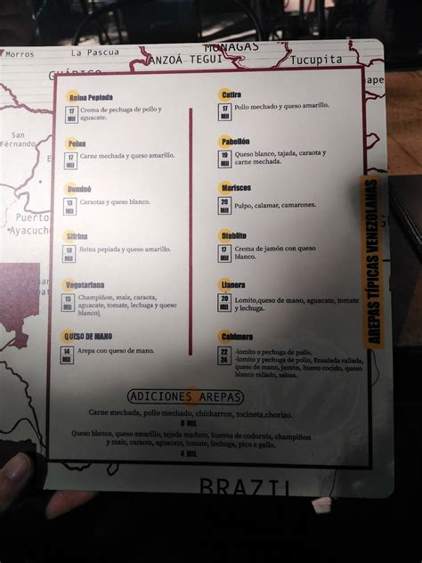 Menu at Los Chamos - Poblado restaurant, Colombia