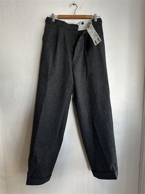 AUTHENTIC TAILORED 'SUPERFIT' PURE WOOL MENS DEADSTOCK 1940S DARK GREY ...