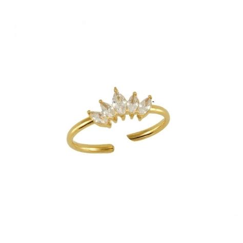Elegant Crown-Inspired Open Ring JLTR0422