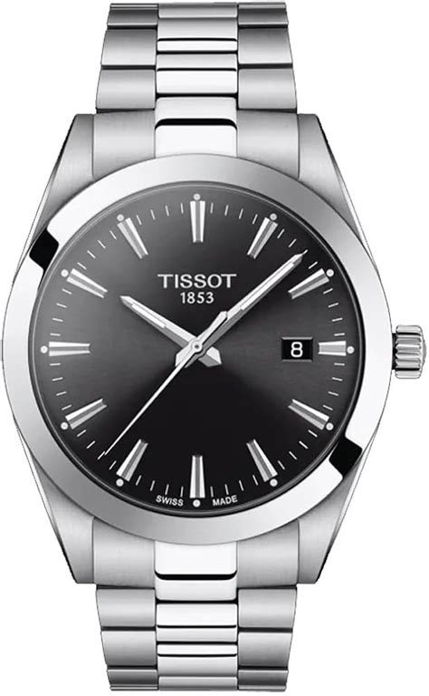 TISSOT() Stainless Steel Gentleman Quartz Black Dial Men's Watch ...