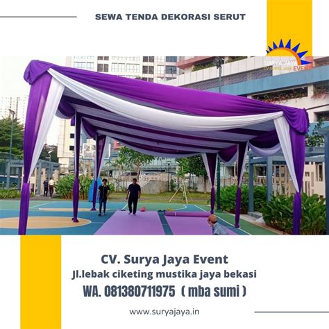 Sewa Tenda Dekorasi Kain serut Ungu putih Jakarta