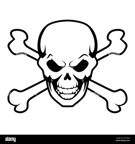 skull and crossbones, black and white vector tattoo illustration of ...