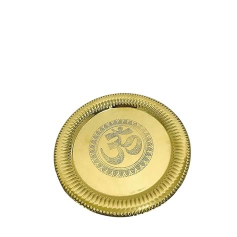 Buy Om Brass Diwali Pooja Thali Plate Etching Ladoo gopal bhog plate ...