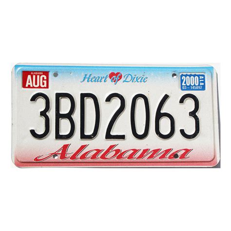 2000 Alabama License Plate #3BD2063 | Authentic AL Plates