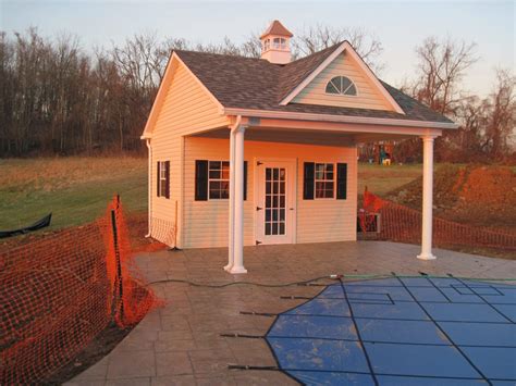 Prefabricated Pool House with Overhang | Stoltzfus Structures
