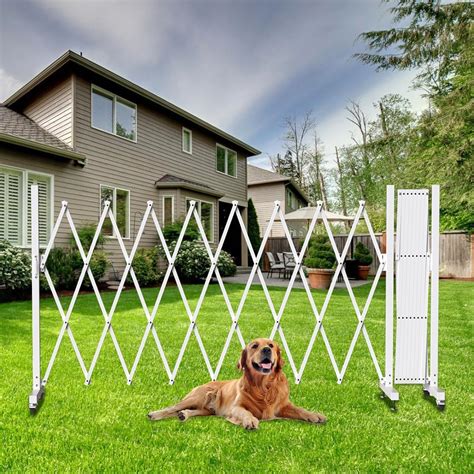 TSAYAWA Retractable Outdoor Dog Gate 205" Wide, Aluminum Expandable Barricade Gate with Casters ...