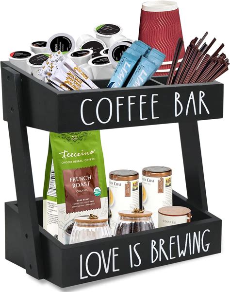 Amazon.com: Coffee Station Organizer, 2-Tier Coffee Bar Accessories and ...