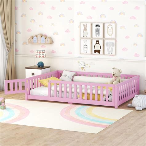 Amazon.com: Harper & Bright Designs Full Size Floor Bed with Safety ...