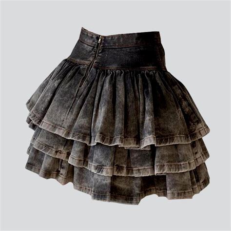 Vintage frills women's denim skirt - W28 / Grey | Denim skirt women ...