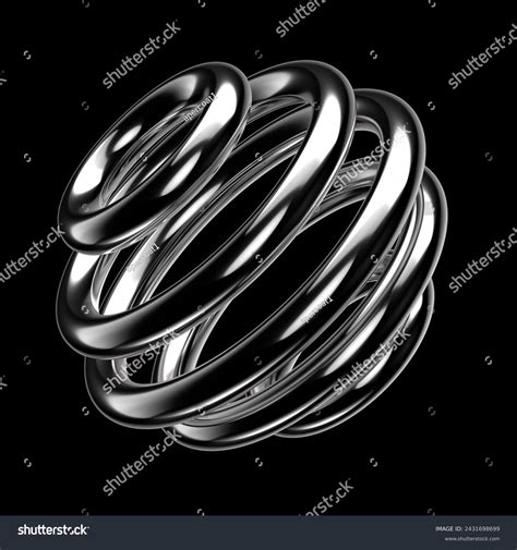 Geometric Chrome Metal 3d Shape Background Stock Illustration ...