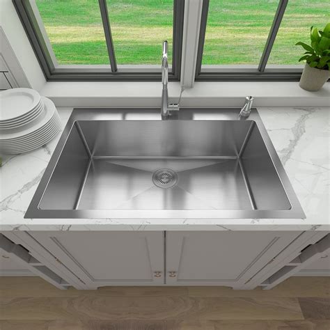 Buy Sinber 33" x 22" x 9" Drop In Single Kitchen Sink with 18 Gauge 304 ...