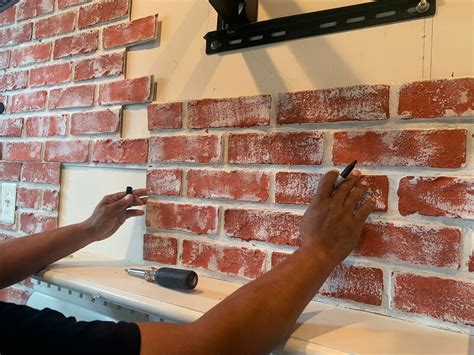 Faux 3D Brick Wall Panels Red with Wash White Artificial Brick Wall ...