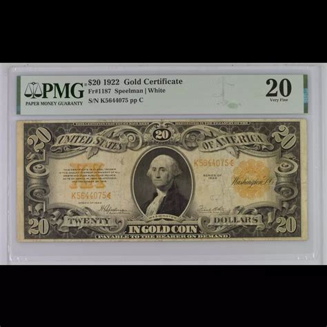 $20 1922 Gold Gold Certificates 1187 - Executive Currency