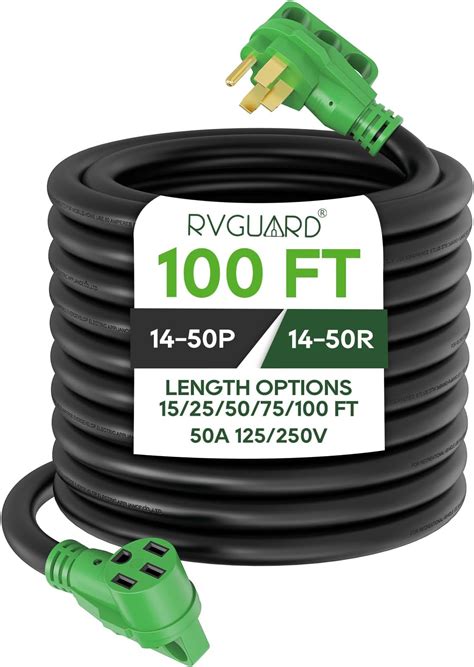 Amazon.com: RVGUARD 50 Amp 100 Foot RV/EV Extension Cord, NEMA 14-50P/R ...