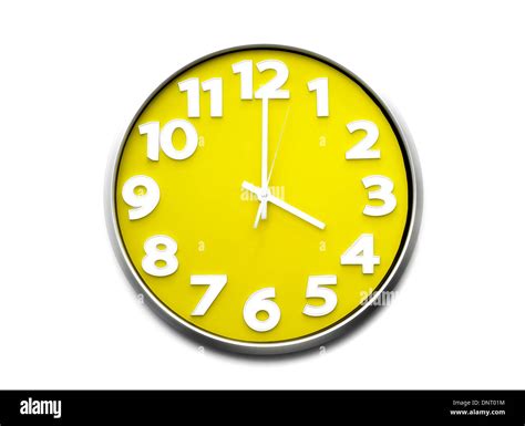 yellow clock face 4 o'clock the clock strikes four 1600 hours Stock ...
