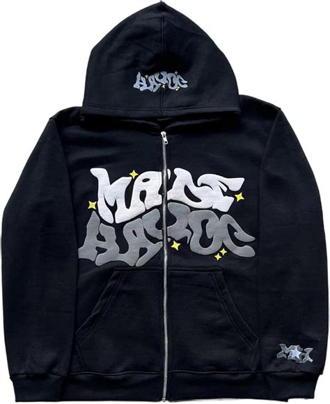 MAEHARRT Y2K Hoodie Men Hip Hop Zip Up Hoodie Grunge Graphic Aesthetic ...