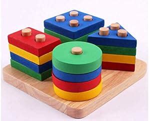 Wooden Intellectual Geometric Shape Matching Four Column Blocks ...