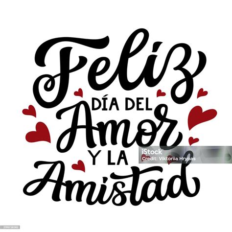 Happy Valentines Day In Spanish Hand Lettering Stock Illustration ...