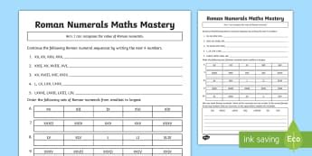 Year 4 Roman Numerals to 100 (I to C). KS2 Maths Curriculum