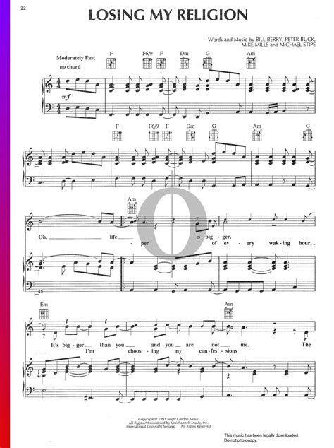 Losing My Religion (R.E.M.) Piano Sheet Music - OKTAV