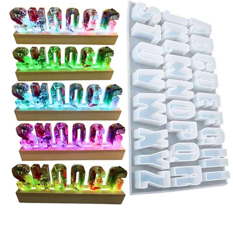 Heavy Duty English Alphabet Silicone Resin Molds with 1 inch Depth for ...